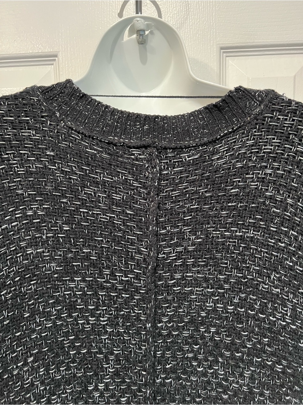 Roots Snowy Fox Black/White Flecks Open Front Cotton Blend Cardigan Size M - Picture 8 of 12